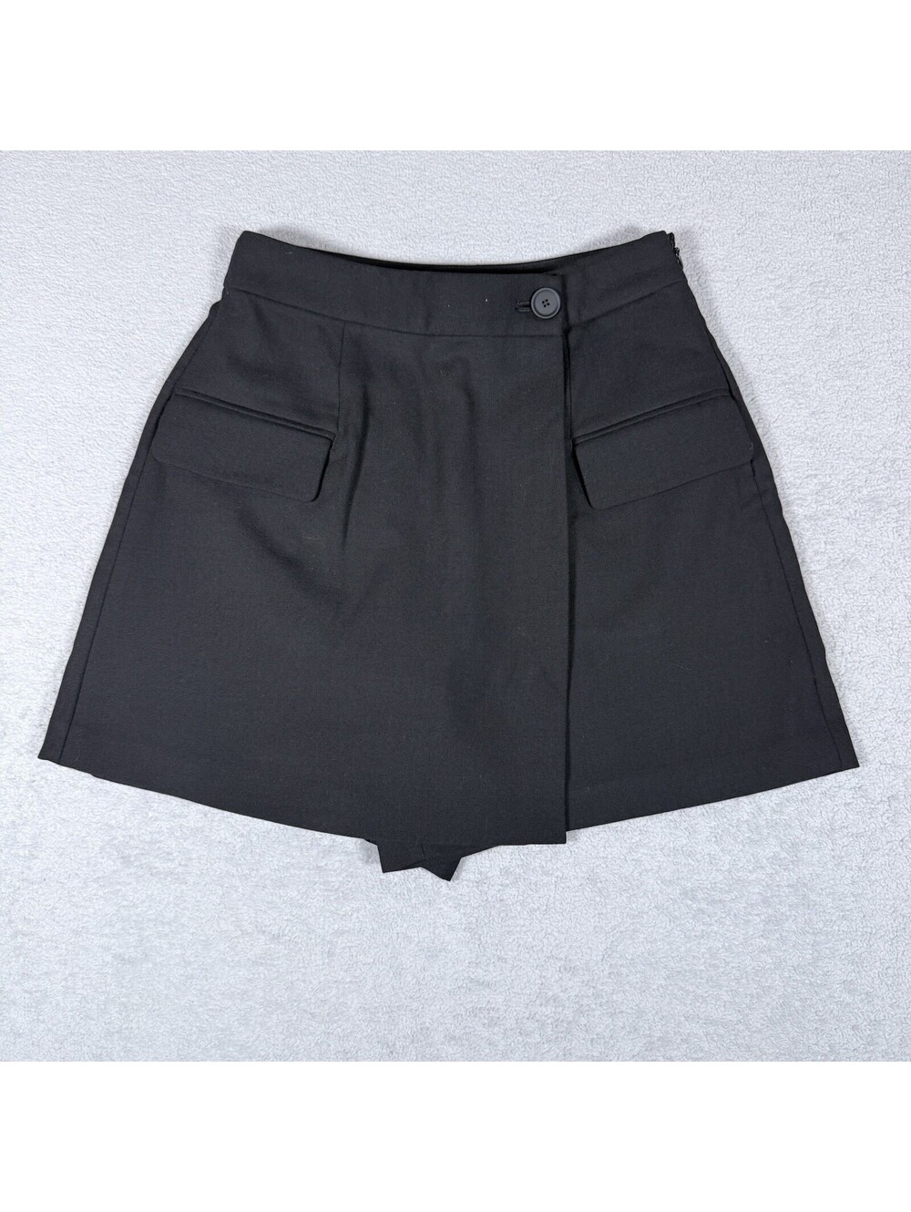 All Saints Black A-Line Mini Skort with Flap Pockets
